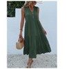 Coolmee Summer Casual Midi Dresses for Women Sleeveless V-Neck Button Front Swing Tank Sundress - 3 of 4