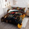 Truck Comforter Set Full Size – 3Pcs Retro Tractor Bedding with American Flag & Fire Print, Quilt Set for Boys Men Kids, Rustic Farmhouse Decor - 2 of 4