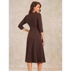 INSPIRE CHIC Women's Elegant Split Neck Side Zipper Pockets 3/4 Sleeve Work A-Line Dress - 4 of 4