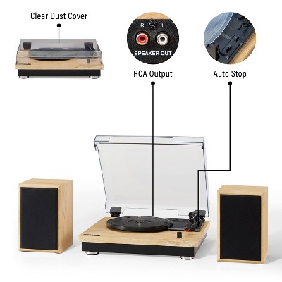 Walnut Bluetooth 3-Speed Turntable with Speakers