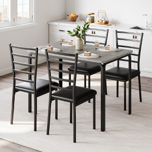 Dining Table for 4, Square kitchen Dinner Table Sets with 4 Upholstered Chairs, Space Saving Wood Modern Dinner Table , Dining Room Furniture - 1 of 4
