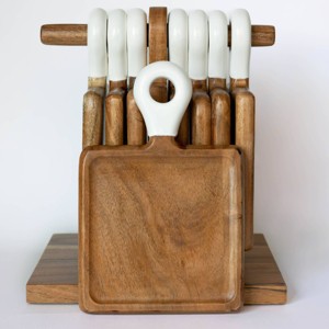 Jeanne Fitz Wood + White Collection Acacia Wood (Set of 9) Mini Charcuterie Board - 1 of 3
