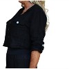Women's Raw Edge Cropped Linen Jacket - Look Mode USA - 3 of 4