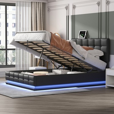 Queen Size Pu Tufted Upholstered Platform Bed With Hydraulic Storage ...