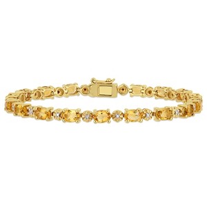 EVERLY JEWELRY | Yellow Plated Sterling Silver 0.02 CT Diamond TW And 8.46 CT TGW Citrine Bracelet, 7.25-inch - 1 of 4