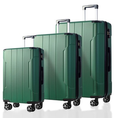 MOEPISY Luggage Sets 3 Piece, Hard shell ABS Lightweight Durable Suitcases with Double Spinner Wheels 20/24/28 Inch (Green)