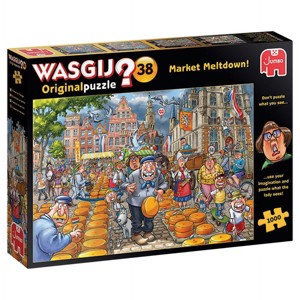 Jumbo Toys Wasgij 1,000 Piece Jigsaw Puzzle: Original 38 - Market Meltdown - 27" x 19" - 1 of 2