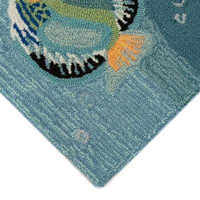 Aquatic Bliss Hand-Tufted Indoor/Outdoor Rectangular Blue Rug