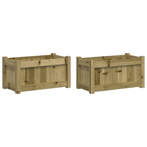 vidaXL Garden Planter Set of 2 Pinewood Brown Treated Pine Wood Medium - 1 of 4