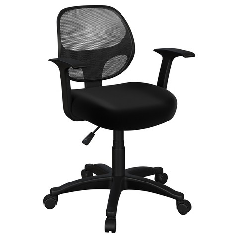 Office Chair – Adjustable Height Computer Chair with Wheels, Curved Mesh  Back, Foam Seat, Arms, Swivels in 360-Degrees by Lavish Home (Black)