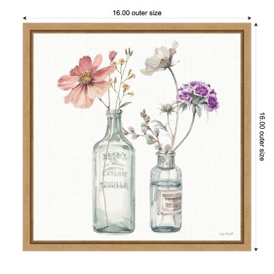 Lisa Audit Floral Watercolor Print on Canvas with Maple Frame