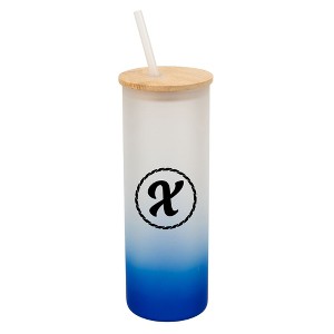 Elanze Designs X Monogram Letter Initial Rope Circle Wrap-Around Design 25 Ounce Frosted Gradient Glass On-The-Go Coffee Travel Skinny Tumbler Mug - 1 of 1