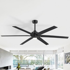 Airsurfer Windmill 72-in Color-Changing LED Matte Black with Black and Dark Brown Blades Ceiling Fan With Light - Remote Included ( 6 -Blade ) - 1 of 4