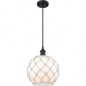 Farmhouse Rope - 1 Light Cord Hung Mini Pendant In Industrial Style-13 Inches Tall and 10 Inches Wide - 1 of 1
