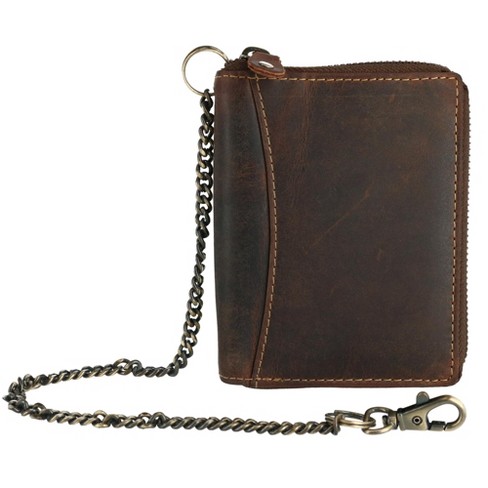 Leather bifold hotsell chain wallet