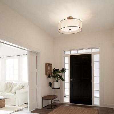 28" Pewter Transitional Semi-Flush Ceiling Light with White Shade