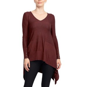 EG PRO V-Neck Long Sleeve High Low Hem Knit Top - 1 of 4