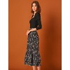 Allegra K Women's Printed Skirt Chiffon Elastic Waist Ruffle Tiered Flowy Midi Skirts - image 4 of 4