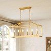Tribesigns 6-Light Candle Holder Light Fixtures Over Dining Table, Industrial Linear Chandelier Pendant Lights with Adjustable Iron Chain - 2 of 4