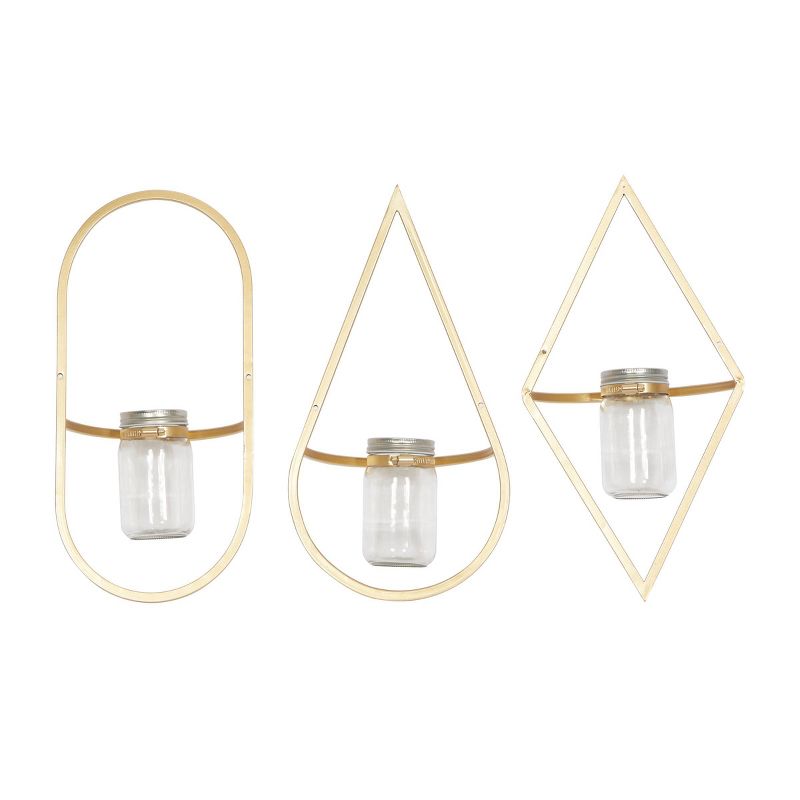 Metal Geometric Wall Decor with Glass Holder Set of 3 Gold - CosmoLiving by Cosmopolitan, 5 of 6