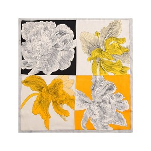 Anna-Kaci Women's Large Floral Print Square Ring Scarf with Soft Silky Fabric Lightweight Versatile Fashion Accessory - 1 of 3