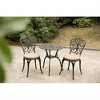 SKRAN Set of 3 Outdoor Table and Chair Set ,Rust-Resistant Cast Aluminum Patio Bistro Set with Brown Cushion for Patio, Balcony, Garden, Black - 2 of 4