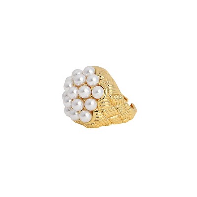 SOHI Women's Daisy White The Elizabethan Statement Ring