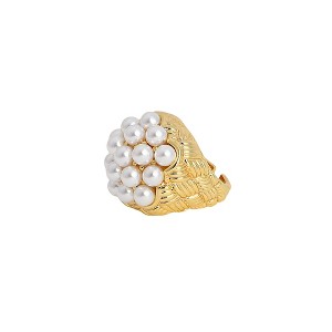 SOHI Women's Daisy White The Elizabethan Statement Ring - 1 of 4
