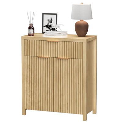 Gikpal Fluted Sideboard, Wooden Storage Cabinet with Adjustable Shelves, Entryway Table, Floor Storage Cabinet Cupboard for Kitchen, Living Room