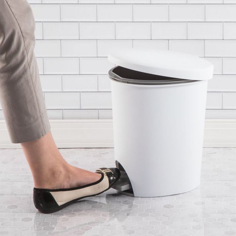 Sterilite Ultra StepOn Wastebasket with Lid, Ideal for the Bathroom, Bedroom or Home Office, Black Lid & Base with Pedal & Liner,, 5 of 7