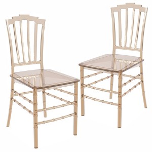 LeisureMod Modern Acrylic Dining Side Chair with Windsor Back Design Synth Series Set of 2 - 1 of 4