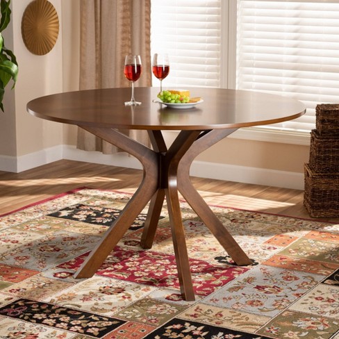 Expandable Round Walnut Dining Table, Formal