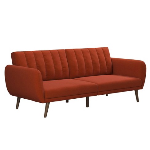 Orange leather online futon