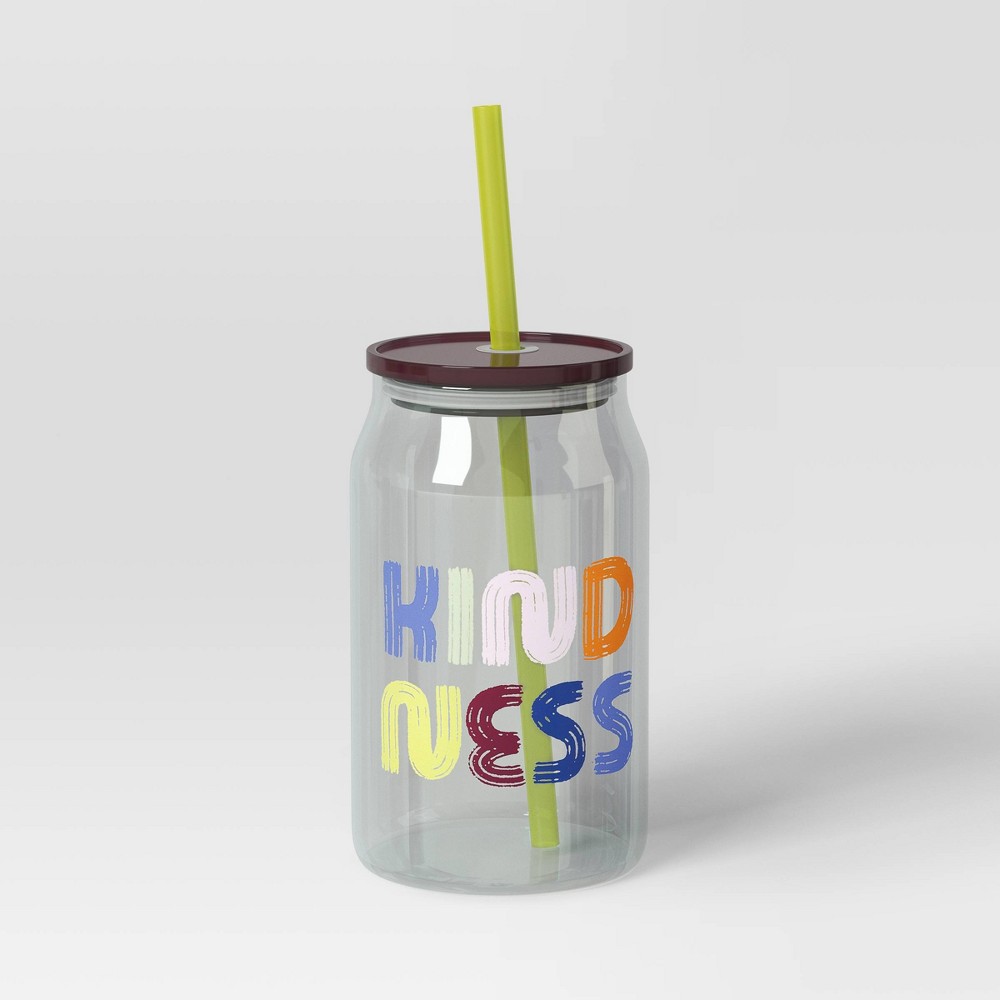 17oz Glass Kindness Straw Tumbler Iridescent - Room Essentials™
