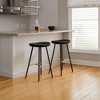 Royal Hampton 24" Backless Barstool with Handcrafted Mango Wood Saddle Seat | PVD Coating | Gold Footrest | Iron Legs - 2 of 4
