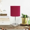 11.81" Traditional Petite Metal Stick Bedside Table Desk Lamp in Chrome with Fabric Shade - Creekwood Home - 3 of 4