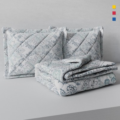 Color Sense 100% Cotton Percale Printed 3-Piece Quilt Set