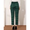 INSPIRE CHIC Women's Vintage Tartan Plaid Elastic Waist Straight Long Trousers 2 Packs - 4 of 4