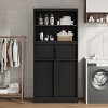 Tall Bathroom Cabinet, Floor Storage Cabinet with Doors & 2 Drawers, 51" H Tall Organizer Cabinet Freestanding - 3 of 4