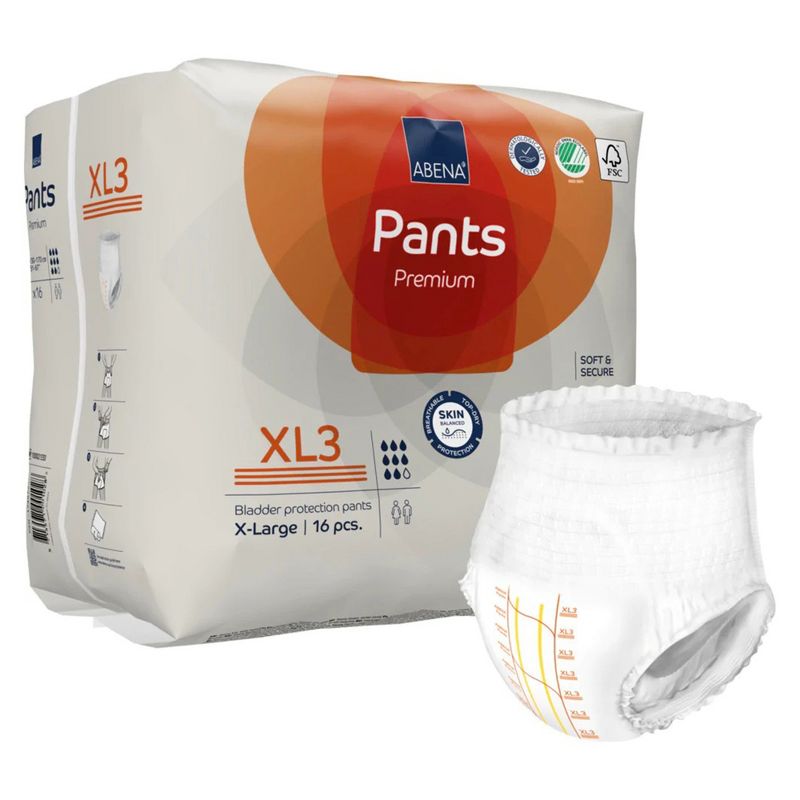 Abena Premium Pants XL3 Disposable Underwear Pull On with Tear Away Seams X-Large, 1000021330, 48 Ct, 1 of 7