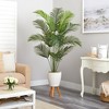 Nearly Natural 6.5-ft Golden Cane Artificial Palm Tree in White Planter with Stand - 4 of 4