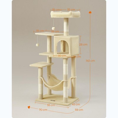 Feandrea 56.3'' Beige Multi-Level Cat Tree with Sisal Posts