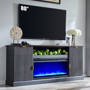 SinCiDo Living Room Modern Fireplace TV Stand for up to 80" TV w/ 36" Electric Fireplace, Adjustable Shelves & Hidden Drawers,Remote Control - 1 of 4