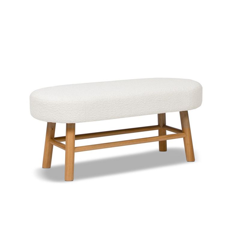 Fuji 42" Upholstered Bedroom Accent Bench with Natural Wood Legs, Ivory White Boucle, 4 of 8