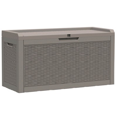 Infurnic Deck Boxes, Outdoor Patio Storage Box with Handle, Waterproof Box for Storage Patio Furniture Garden Tools, Brown, 41.93"*17.13"*22.44"