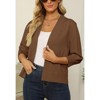 Women's 3/4 Sleeve Open Front Cropped Cardigan Sweater Elegant Shrugs for Women - 2 of 4