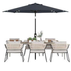 10FT Patio Umbrella with light, 8 Ribs Outdoor Tilt Market Table Umbrella, for Pool, Deck, Backyard, Balcony,grey - 1 of 4