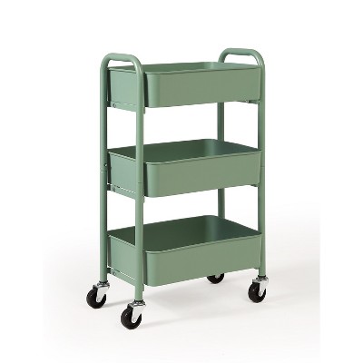 SunnyPoint 3-Tier Delicate Compact Rolling Metal Storage Organizer-Mobile Utility Cart Turquoise