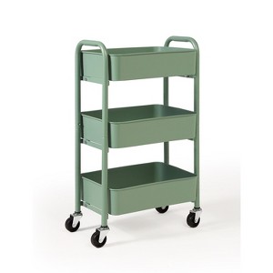 SunnyPoint 3-Tier Delicate Compact Rolling Metal Storage Organizer-Mobile Utility Cart Turquoise - 1 of 4