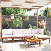 vidaXL Modern Patio Lounge Set - 6 Piece Cream Solid Acacia Wood with Cushions - for Garden, Patio, or Living Room - 2 of 4